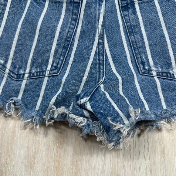 NWT Abercombie & Fitch Annie High Rise Short Stripe Casual Denim Jean Shorts 27 - Picture 14 of 16